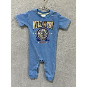 Disney Baby Toy Story Woody Romper 12M Blue Wild West One Piece Snap Howdy